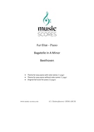 Fur Elise easy piano  piano sheet music cover Thumbnail